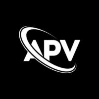 logo apv. lettre apv. création de logo de lettre apv. initiales logo apv liées avec un cercle et un logo monogramme majuscule. typographie apv pour la technologie, les affaires et la marque immobilière. vecteur