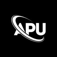 logo apu. lettre apu. création de logo de lettre apu. initiales logo apu liées avec un cercle et un logo monogramme majuscule. typographie apu pour la technologie, les affaires et la marque immobilière. vecteur