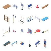 jeu d'icônes de gym scolaire, style isométrique vecteur