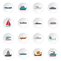 transport maritime mis icônes plates vecteur
