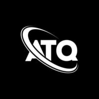 logo atq. lettre atq. création de logo de lettre atq. initiales logo atq liées avec un cercle et un logo monogramme majuscule. typographie atq pour la marque technologique, commerciale et immobilière. vecteur