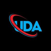logo uda. lettre uda. création de logo de lettre uda. initiales logo uda liées avec un cercle et un logo monogramme majuscule. typographie uda pour la technologie, les affaires et la marque immobilière. vecteur