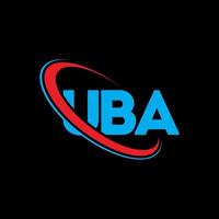 logo uba. lettre d'uba. création de logo de lettre uba. initiales logo uba liées par un cercle et un logo monogramme majuscule. typographie uba pour la technologie, les affaires et la marque immobilière. vecteur