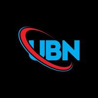 logo ubn. ubn lettre. création de logo de lettre ubn. initiales logo ubn liées avec un cercle et un logo monogramme majuscule. typographie ubn pour la technologie, les affaires et la marque immobilière. vecteur