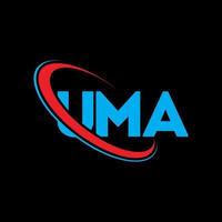 logo Uma. une lettre. création de logo de lettre uma. initiales logo uma liées avec un cercle et un logo monogramme majuscule. typographie uma pour la technologie, les affaires et la marque immobilière. vecteur