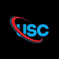 logo usc. lettre usc. création de logo de lettre usc. initiales logo usc liées avec un cercle et un logo monogramme majuscule. typographie usc pour la technologie, les affaires et la marque immobilière. vecteur