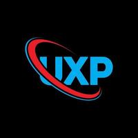 logo uxp. lettre uxp. création de logo de lettre uxp. initiales logo uxp liées avec un cercle et un logo monogramme majuscule. typographie uxp pour la technologie, les affaires et la marque immobilière. vecteur