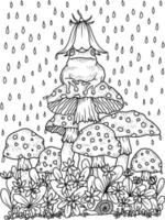 coloriage de champignons pour adultes vecteur