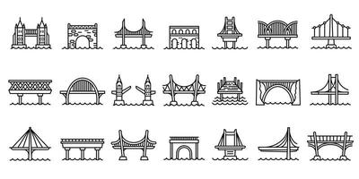 ensemble d'icônes de ponts, style de contour vecteur