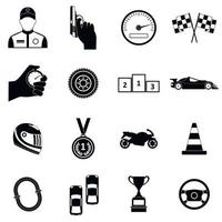 icônes simples de course automobile vecteur