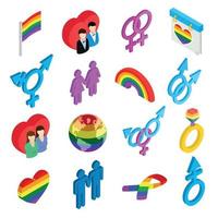 icônes 3d isométriques de la fierté gay vecteur