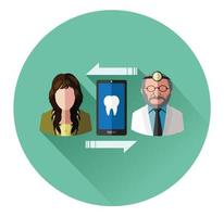 personnes et dentiste se connectant au mobile vecteur