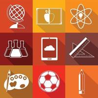 composition d'icônes d'éducation à plat blanc avec effet d'ombre portée vecteur