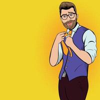 personnage de bande dessinée jeune homme hipster vecteur