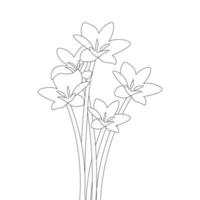 simple noir et blanc coloriage page fleur illustration contour fond vecteur