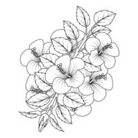 page de coloriage de fleur d'hibiscus commune avec une conception graphique vectorielle d'art en ligne détaillée vecteur