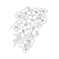 illustration de fleur d'allamanda avec dessin au trait créatif pour la page de coloriage d'impression vecteur