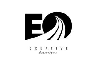 lettres noires créatives logo eo eo avec lignes directrices et conception de concept de route. lettres avec un dessin géométrique. vecteur