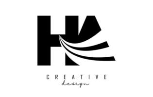 lettres noires créatives ha ha logo avec lignes directrices et conception de concept de route. lettres avec un dessin géométrique. vecteur