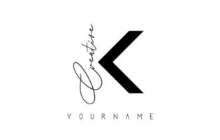 logo k créatif avec coupes et conception de concept de texte manuscrit. lettre avec dessin géométrique. vecteur