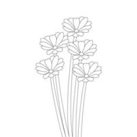 fleur de jardin illustration d'art en ligne page de coloriage pour la conception de modèles d'impression vecteur