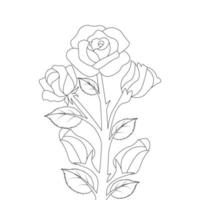 illustration de page de livre de coloriage fleur rose noir et blanc à imprimer vecteur