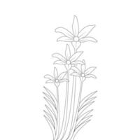 branche de fleur livre de coloriage dessin dessin au trait conception d'art sur fond blanc vecteur