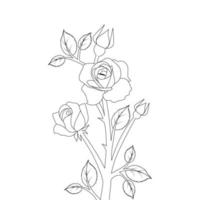 modèle de page de coloriage de fleur rose pour la conception d'éléments d'impression éducatifs pour enfants vecteur