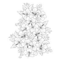 fleur d'hibiscus rouge coloriage dessin au trait avec modèle d'impression pour enfant et adulte vecteur