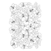 illustration de page de coloriage de fleur hawaïenne avec trait d'art en ligne de dessin à la main noir et blanc vecteur