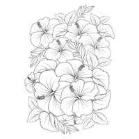 chine rose fleur doodle illustration de page à colorier avec trait d'art en ligne vecteur