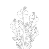 conception de page de coloriage de fleur d'élément de modèle d'impression de dessin de fleur vecteur