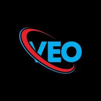 logo véo. lettre veo. création de logo de lettre veo. initiales logo veo liées avec un cercle et un logo monogramme majuscule. typographie veo pour la technologie, les affaires et la marque immobilière. vecteur