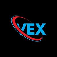 logo vex. lettre vexée. création de logo de lettre vex. initiales logo vex liées avec un cercle et un logo monogramme majuscule. typographie vex pour la technologie, les affaires et la marque immobilière. vecteur