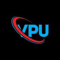 logo vpu. lettre vpu. création de logo de lettre vpu. initiales logo vpu liées avec un cercle et un logo monogramme majuscule. typographie vpu pour la technologie, les affaires et la marque immobilière. vecteur