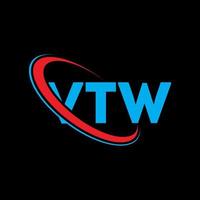 logo vtt. lettre vtw. création de logo de lettre vtw. initiales vtw logo liées avec un cercle et un logo monogramme majuscule. typographie vtw pour la technologie, les affaires et la marque immobilière. vecteur