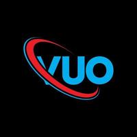 logo vuo. lettre vuo. création de logo de lettre vuo. initiales logo vuo liées avec un cercle et un logo monogramme majuscule. typographie vuo pour la technologie, les affaires et la marque immobilière. vecteur