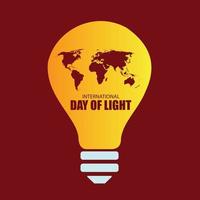 illustration vectorielle de la journée internationale de la lumière. icône de l'ampoule. conception simple et élégante vecteur