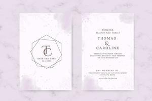 invitation de mariage avec fleur violette vecteur
