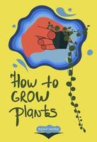 bannière de modèle web sur la façon de faire pousser des plantes. main tenant un pot avec des plantes sur fond jaune. vecteur