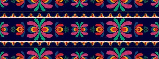 ikat motif floral textile ethnique sans couture. tapis en tissu aztèque ornements de mandala décorations textiles papier peint. motif de fleur indigène boho tribal fond de vecteur de broderie traditionnelle