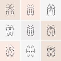ensemble d'icônes linéaires de chaussures pour femmes. illustration vectorielle