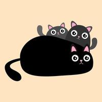 trois chats noirs avec des yeux clignotants vecteur