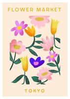 fleur gouache marché art affiche art print vecteur