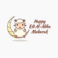 joyeux aïd al adha moubarak. bande dessinée dessinée à la main. vecteur