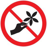 interdit de cueillir des fleurs. la cueillette des fleurs n'est pas autorisée. vecteur