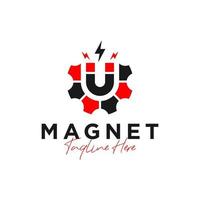 création de logo d'illustration de champ magnétique avec la lettre u vecteur