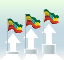 drapeau éthiopien. le pays est dans une tendance haussière. agitant un mât de drapeau dans des couleurs pastel modernes. dessin de drapeau, ombrage pour une édition facile. conception de modèle de bannière. vecteur