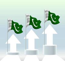 drapeau pakistanais. le pays est dans une tendance haussière. agitant un mât de drapeau dans des couleurs pastel modernes. dessin de drapeau, ombrage pour une édition facile. conception de modèle de bannière. vecteur