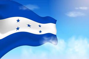 drapeau du honduras dans les nuages. drapeau de vecteur agitant dans le ciel. illustration de drapeau réaliste de la fête nationale. vecteur de ciel bleu.